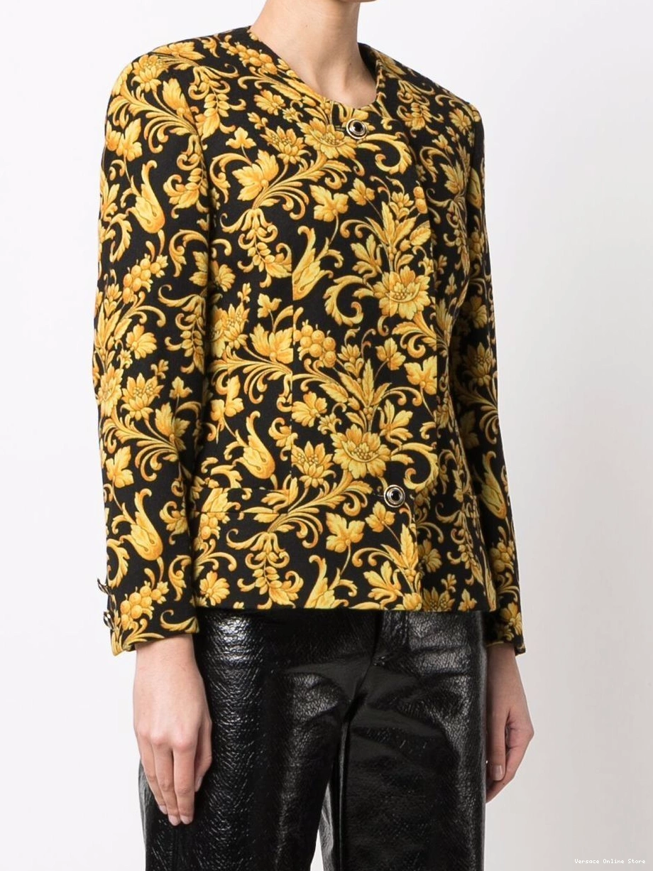 Affordable Versace 1990s Women jacket baroque-print single-breasted 0327